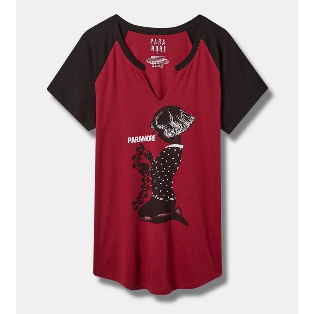 Torrid Burgundy Paramore Notch Neck Raglan T-Shirt Top